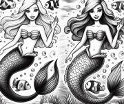 Coloriage Barbie princesse et sa copine Sir&egrave;ne