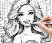 Coloriage et dessins gratuit Barbie Sir&egrave;ne &agrave; dessiner à imprimer