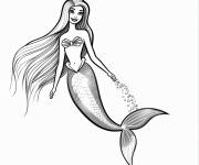 Coloriage Barbie Sir&egrave;ne &agrave; queue scintillante