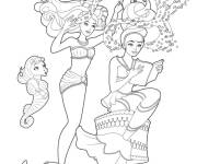 Coloriage Barbie sir&egrave;ne aime la lecture sous l'eau