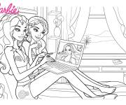 Coloriage Barbie sir&egrave;ne aime le voyage