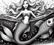 Coloriage et dessins gratuit Barbie Sir&egrave;ne anti-stress à imprimer