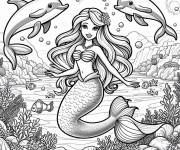 Coloriage Barbie Sir&egrave;ne au bord de la mer