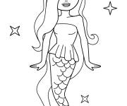 Coloriage Barbie sir&egrave;ne au crayon