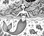 Coloriage Barbie Sir&egrave;ne avec des cheveux magiques