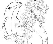 Coloriage Barbie Sir&egrave;ne avec le dauphin