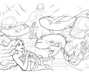 Coloriage Barbie Sir&egrave;ne avec les poissons