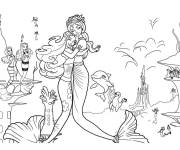 Coloriage Barbie sir&egrave;ne avec sa m&egrave;re