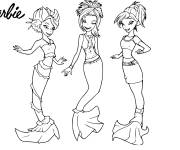 Coloriage Barbie Sir&egrave;ne avec ses meilleures amies