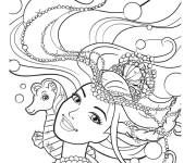 Coloriage Barbie Sir&egrave;ne avec son meilleur ami dans la mer