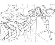 Coloriage Barbie sir&egrave;ne avec un joli colis