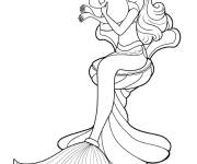 Coloriage Barbie Sir&egrave;ne avec un phoque