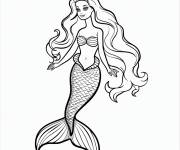 Coloriage Barbie sir&egrave;ne avec une couronne