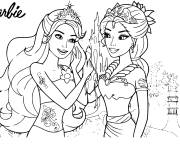 Coloriage Barbie Sir&egrave;ne dans le fond marin
