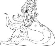 Coloriage Barbie Sir&egrave;ne en belle robe