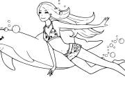 Coloriage Barbie sir&egrave;ne en maillot
