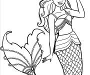Coloriage Barbie sir&egrave;ne en robe magique