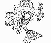 Coloriage Barbie Sir&egrave;ne en style licorne