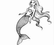 Coloriage Barbie sir&egrave;ne en vecteur