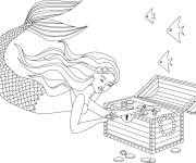 Coloriage Barbie sir&egrave;ne et le tr&eacute;sor