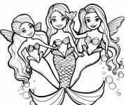 Coloriage Barbie Sir&egrave;ne et ses amies f&eacute;es