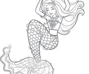 Coloriage Barbie sir&egrave;ne heureuse
