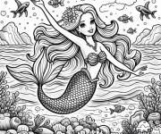 Coloriage et dessins gratuit Barbie sir&egrave;ne illustration pour enfants à imprimer