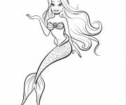 Coloriage Barbie sir&egrave;ne levant sa main