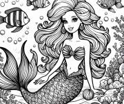 Coloriage Barbie Sir&egrave;ne maquill&eacute;e