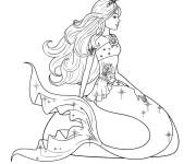 Coloriage Barbie sir&egrave;ne maternelle