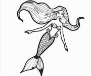 Coloriage Barbie sir&egrave;ne nage dans son royaume