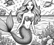 Coloriage Barbie Sir&egrave;ne page gratuit