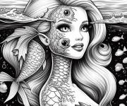 Coloriage et dessins gratuit Barbie Sir&egrave;ne pour adulte à imprimer