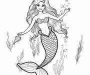Coloriage Barbie Sir&egrave;ne respire sous l'eau