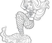 Coloriage Barbie Sir&egrave;ne rigolote