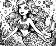 Coloriage et dessins gratuit Barbie Sir&egrave;ne sc&egrave;ne r&eacute;aliste en ligne à imprimer