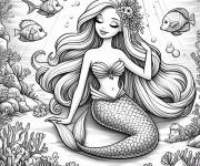 Coloriage et dessins gratuit Barbie Sir&egrave;ne soulag&eacute;e sous la mer à imprimer