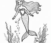 Coloriage Barbie Sir&egrave;ne sous l'eau pour les petites filles