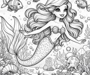Coloriage et dessins gratuit Barbie Sir&egrave;ne sous l'eau vectoriel à imprimer