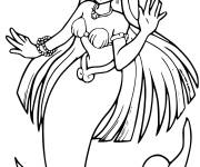 Coloriage Barbie Sir&egrave;ne style anime