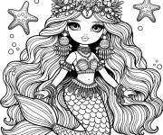 Coloriage Barbie sir&egrave;ne style chivi