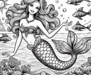 Coloriage et dessins gratuit Barbie Sir&egrave;ne sur la terre à imprimer