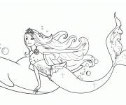 Coloriage Barbie Sir&egrave;ne sur le grand dauphin