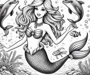 Coloriage Barbie Sir&egrave;ne symbole de charme et de beaut&eacute;