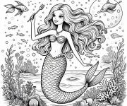 Coloriage et dessins gratuit Barbie Sir&egrave;ne tenant une fourchette à imprimer