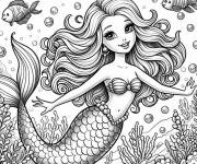Coloriage et dessins gratuit Chibi Barbie Sir&egrave;ne pour enfants à imprimer