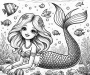Coloriage Coloriage Barbie Sir&egrave;ne sous l'eau