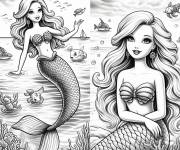 Coloriage Illustration abstraite de Barbie Sir&egrave;ne la princesse des oc&eacute;ans