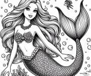 Coloriage Illustration Barbie Sir&egrave;ne personnage de Disney