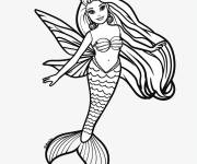 Coloriage La belle Barbie sir&egrave;ne heureuse